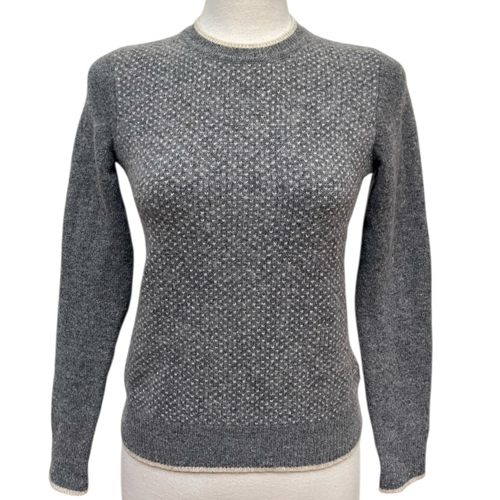 346 Brooks Brothers Wool Gray and Off-White Patterned Knit Sweater Women's Small